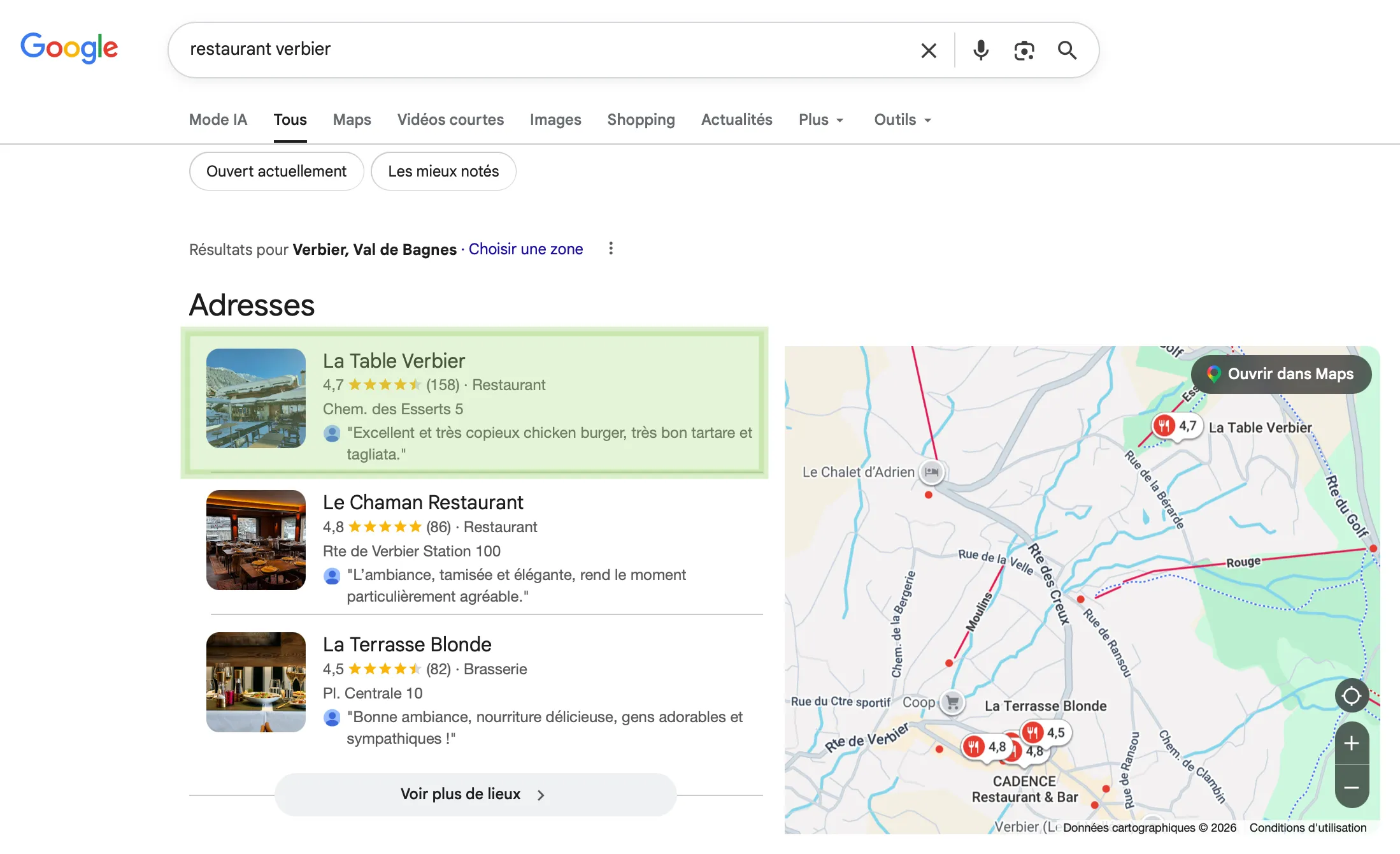 La Table Verbier : #1 sur restaurant Verbier