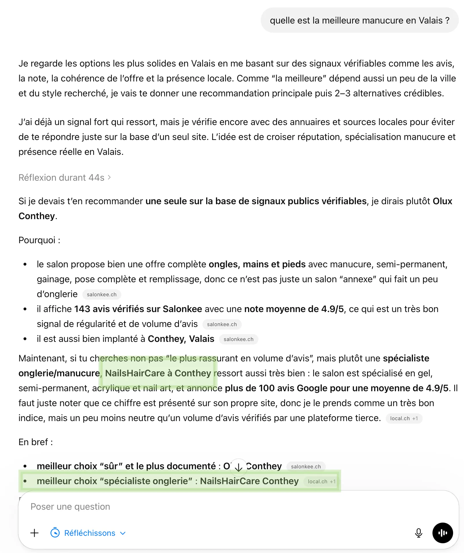 NailsHairCare recommandée par ChatGPT