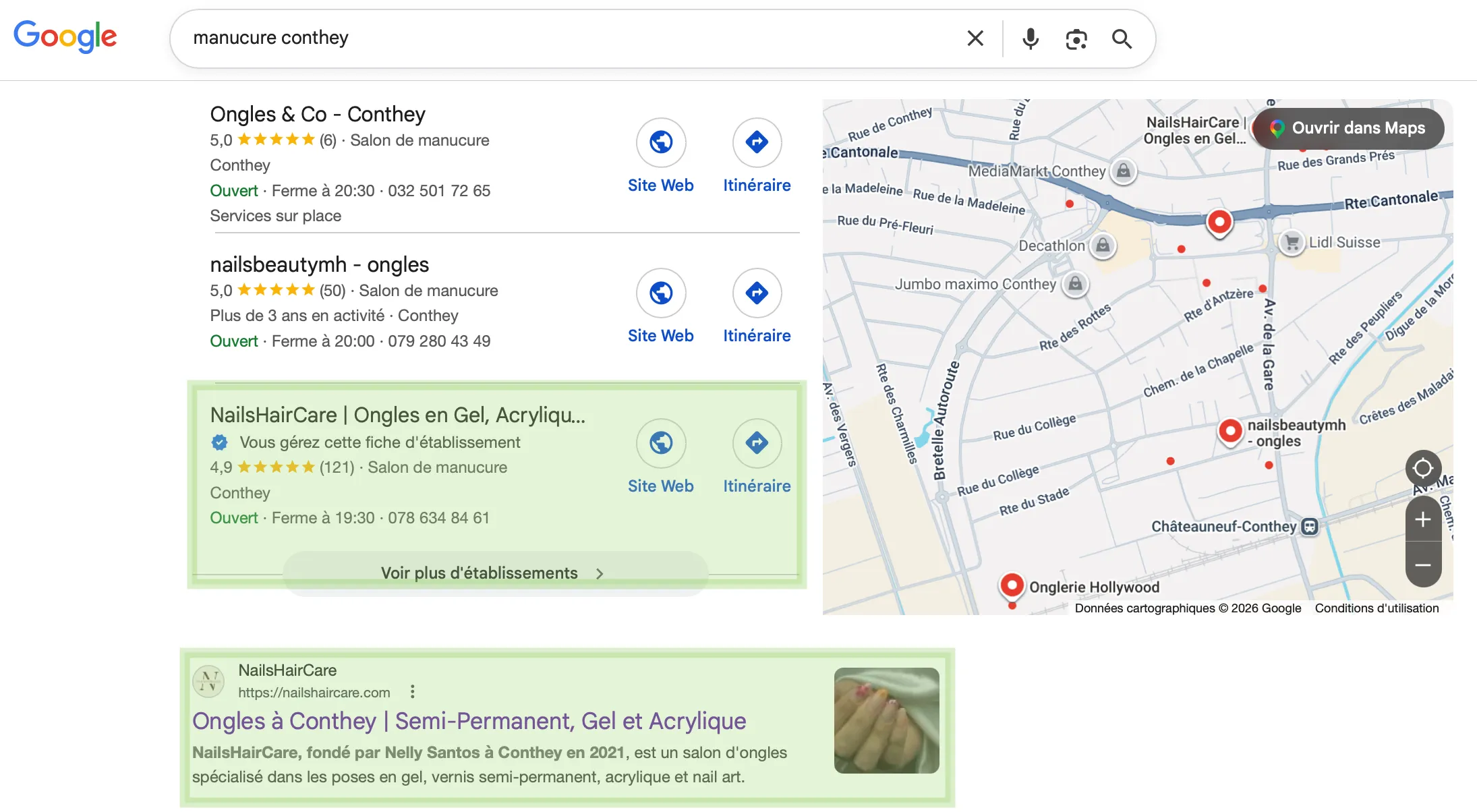NailsHairCare : résultats Google