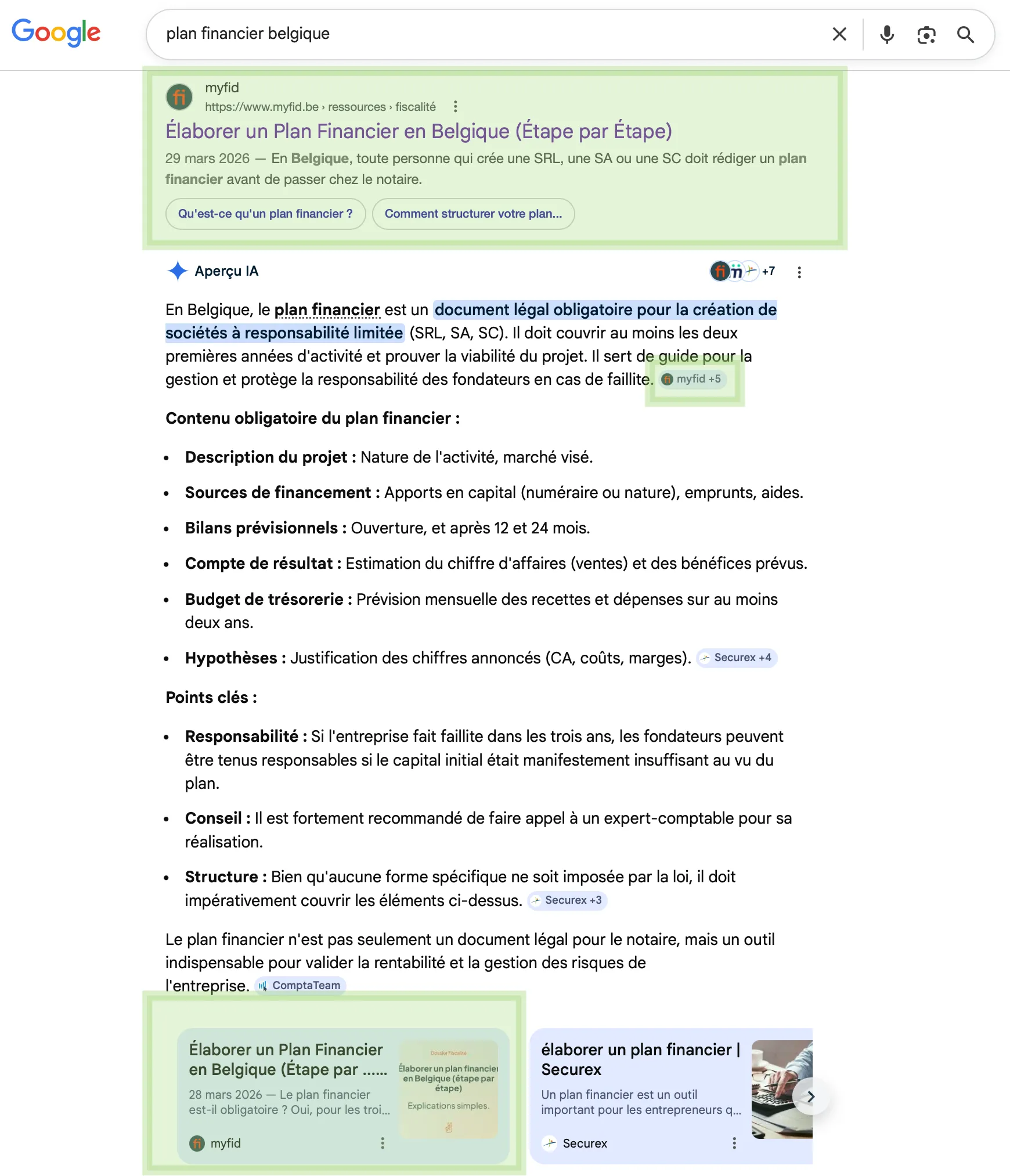 myfid SERP Google création entreprise